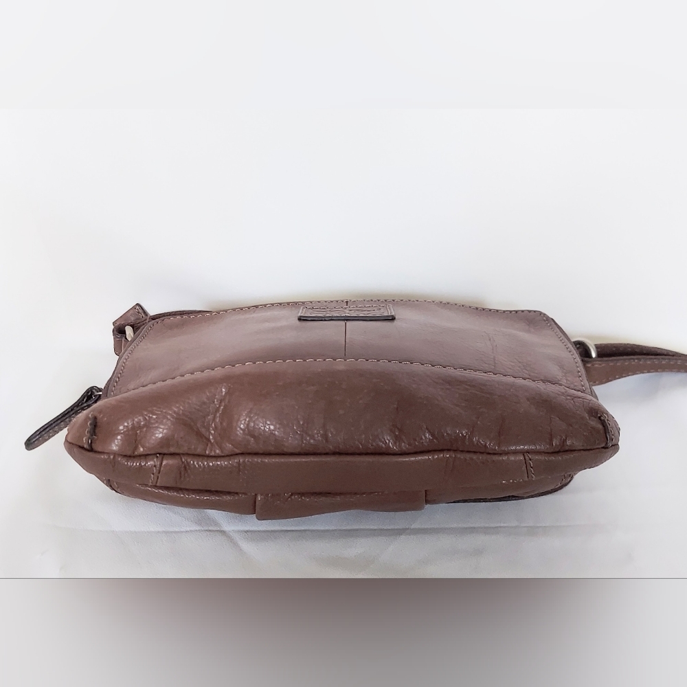 Fossil Adjustable Strap Crossbody Bag Brown Pebbled Leather - Picture 8 of 10